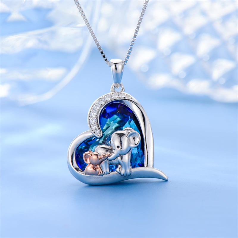 Sterling Silver Crystal Elephant Pendant Necklace