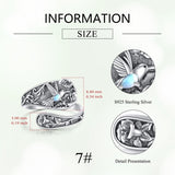 Sterling Silver Turquoise Hummingbird Butterfly Sunflower Adjustable Spoon Ring