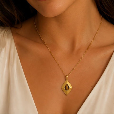 14K Gold Plated Bohemian Teardrop Pendant Necklace for Women