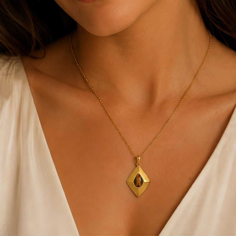 14K Gold Plated Bohemian Teardrop Pendant Necklace for Women