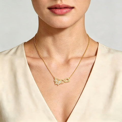 14K Gold Plated Birthstone Infinity Butterfly Necklace for Women