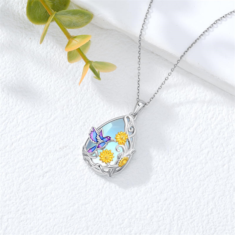 Sterling Silver Blue Dragonfly Pendant Necklace