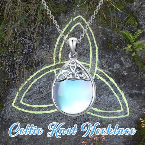 Sterling Silver Moonstone  Celtic Knot  Pendant Necklace