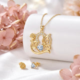 14K Gold Plated Heart Birthstone Rose Mom Butterfly Pendant Necklace for Women