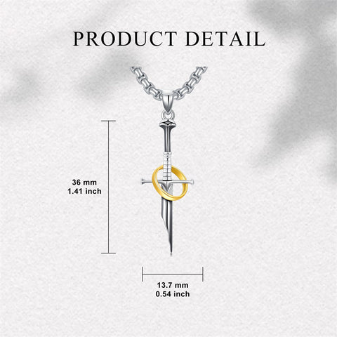 Sterling Silver Medieval Sword Dagger Pendant Necklace