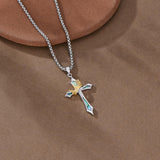 Sterling Silver Cross with Crown Pendant Necklace Religion Jewelry for Birthday Anniversary Day Christmas