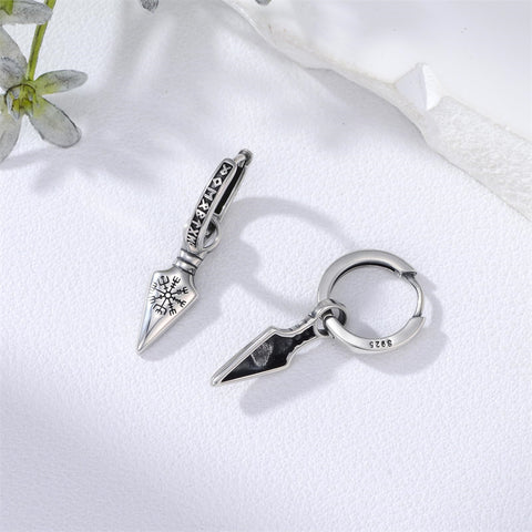 Sterling Silver Viking Raven Stud Dangle Earrings