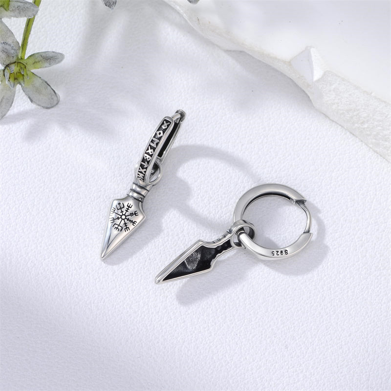 Sterling Silver Viking Raven Stud Dangle Earrings