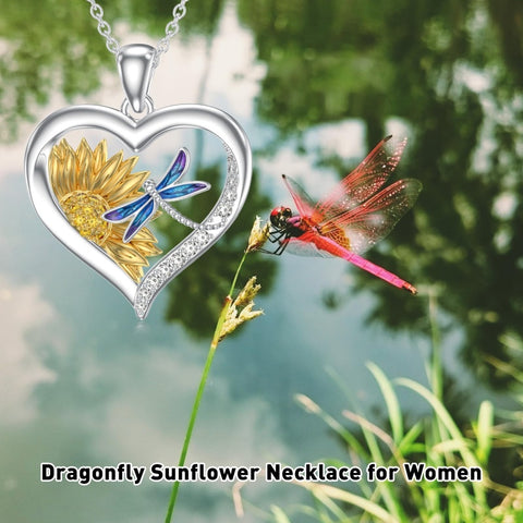 Sterling Silver Heart Bee Dragonfly Butterfly Hummingbird Sunflower Animal Pendant Necklace  Gifts for Christmas