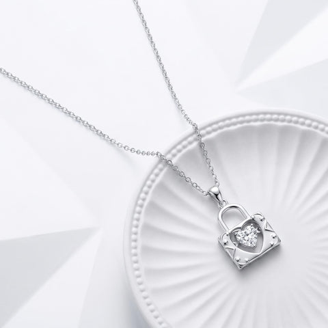 Sterling Silver Key Padlock Heart Key Lock Pendant Love Necklace Jewelry for Women Valentine's Day Birthday Gift