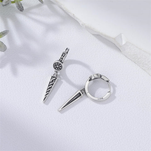 Sterling Silver Viking Raven Stud Dangle Earrings