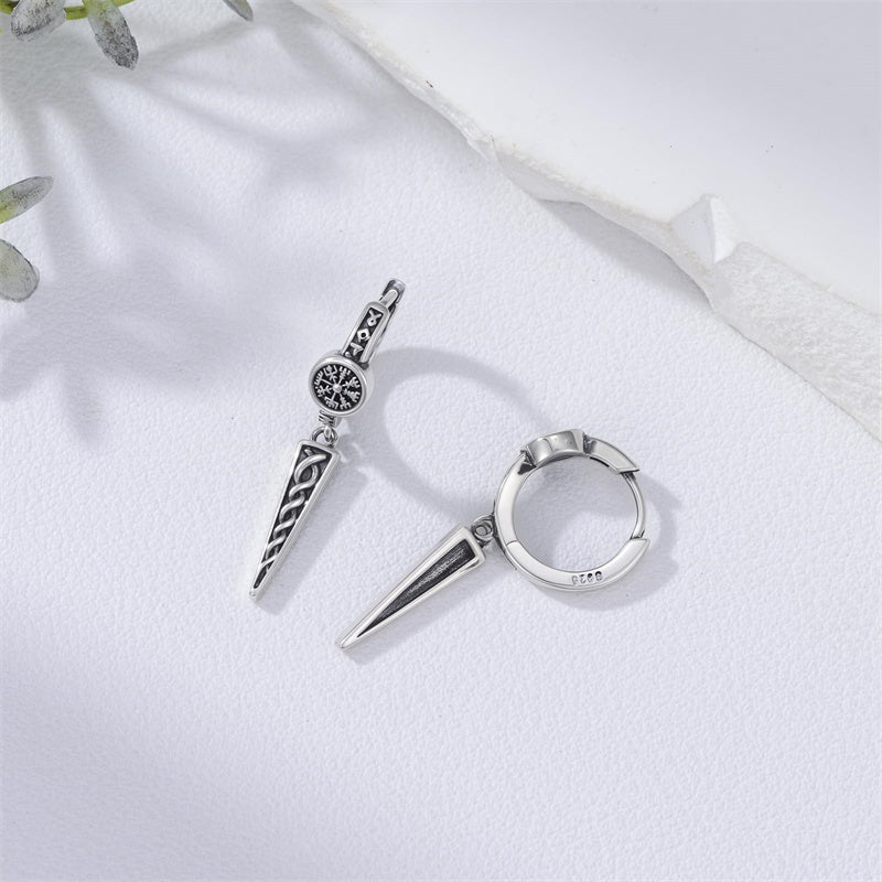 Sterling Silver Viking Raven Stud Dangle Earrings