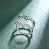 Sterling Silver Genuine Turquoise Engagement Wedding Ring Set for Women