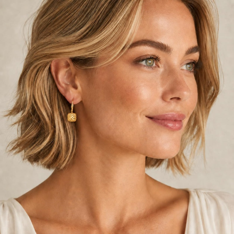 14K Gold Plated Ball Leverback Earring for Women