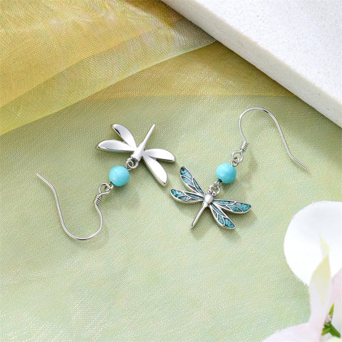 Sterling Silver Turquoise Owl Dragonfly Butterfly Hummingbird Dangle Earrings