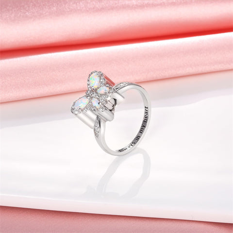 Sterling Silver Opal Butterfly Urn Rings for Ashes With Engraved with Always in My Heart