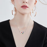 Sterling Silver Personalized Birthstone Name Wave Pendant Family Necklace