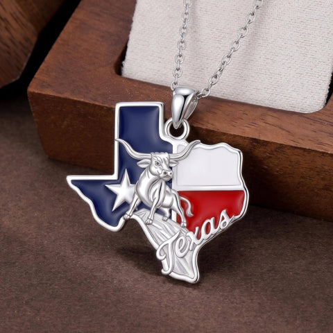 Sterling Silver  Bluebonnets Cow Skull Cowboy Hat Boot Cactus Cowgirl Texas Necklace Texas Necklace