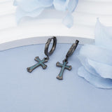 14K Gold Plated Cross Ankh Hoop Earrings
