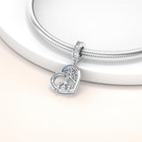 Sterling Silver Cubic Zirconia Cat Dog Charm Beads for Bracelets Engraved with Forever My Playmate