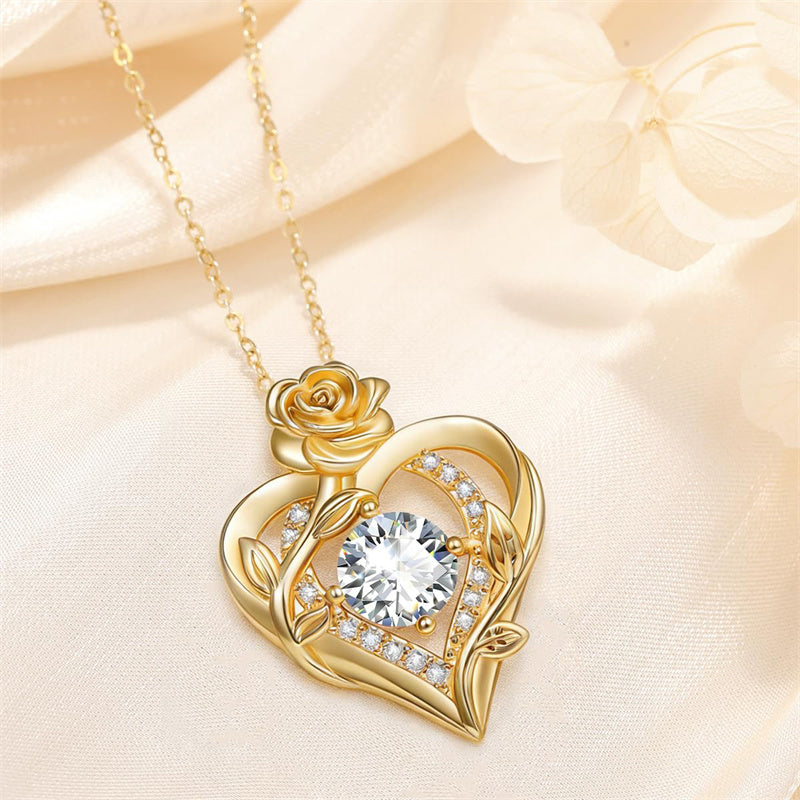 Sterling Silver Birthstone Rose Necklace for Women