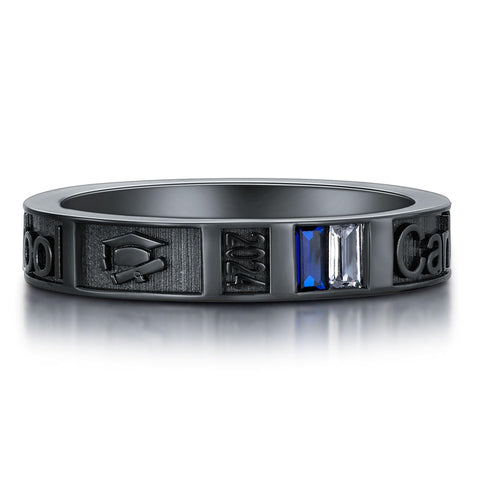 Sterling Sliver Personalied Engraved Birthstone Graduation High School Rings