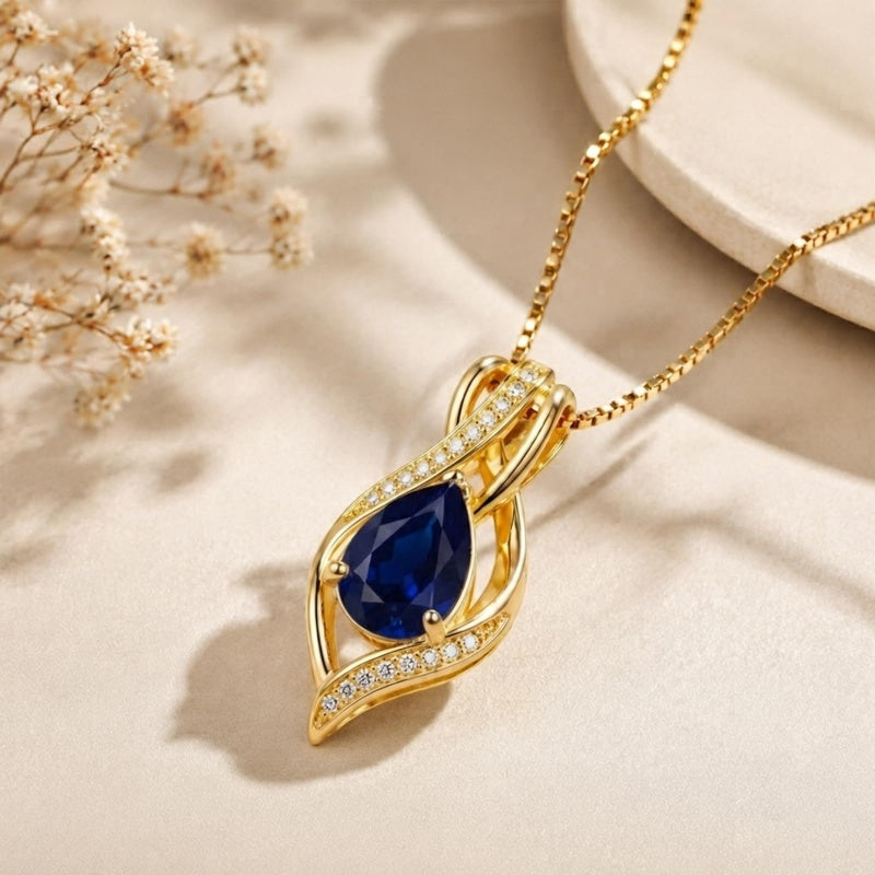 14K Gold Plated  Teardrop Birthstone Infinity Pendant Necklace for Women