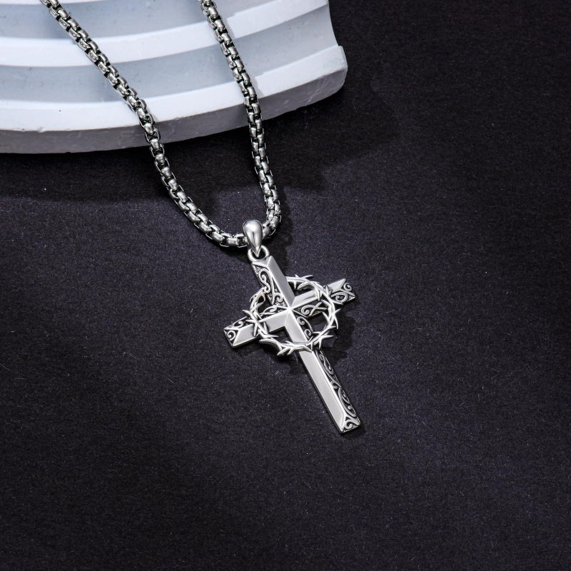Sterling Silver Cross Pendant Necklace Christian Religious Jewelry Gifts for Anniversary