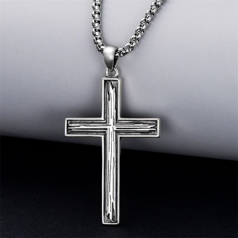 Sterling Silver Cross Religious Necklace for Men
