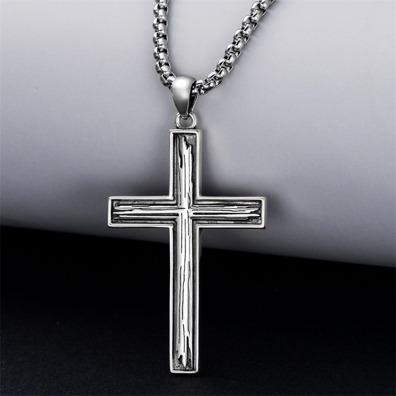 Sterling Silver Cross Religious Necklace for Men