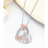 Sterling Silver Mother and 2/3/4 Daughter Heart Pendant Necklace Engraved with Love You Forever