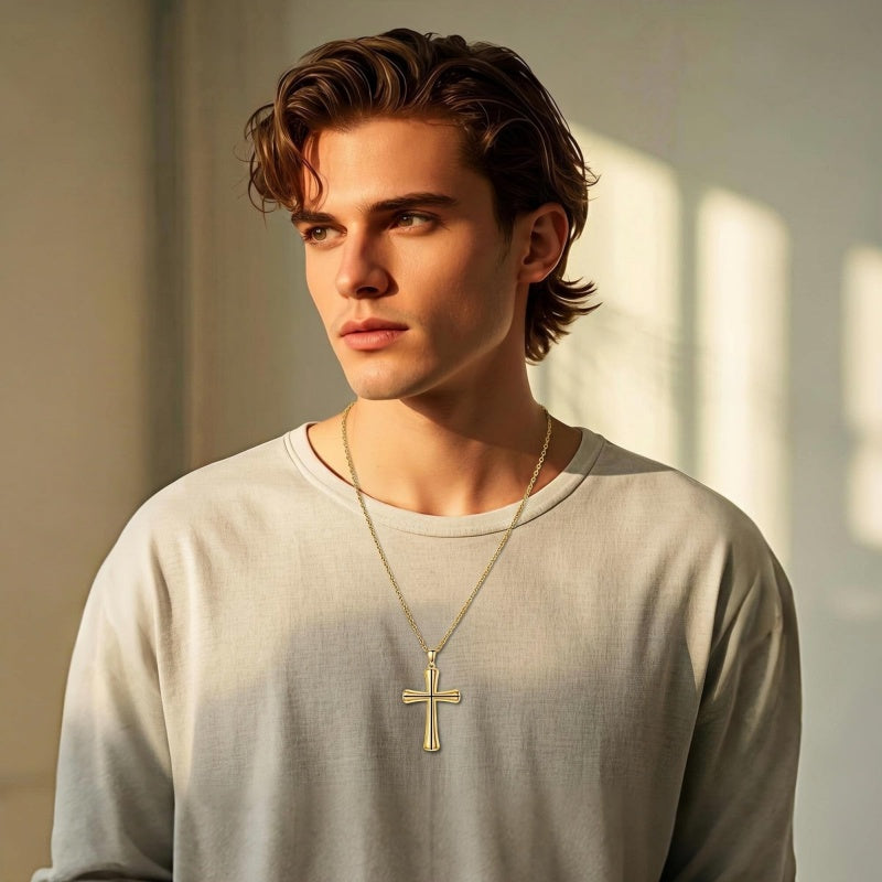 14K Gold Plated Cross Pendant Necklace Christian Jewelry Gifts