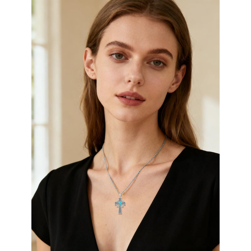 14K Gold Plated Celtic Vikin Cross Pendant Necklace Irish Jewelry Religious Protective Gift