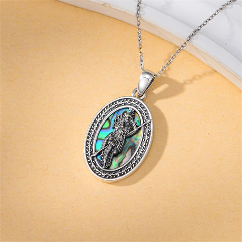 Sterling Silver Medusa Triple Moon Goddess Athena Pendant Necklace for Women