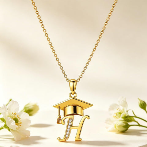 Initial  Graduation 14K Gold Plated Inspiring Grad Pendant Necklace Graduations Jewelry Gifts