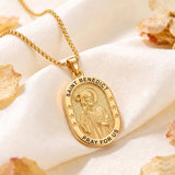 14K Gold  Plated Patron Saint Pendant Necklace Catholic Saints Religious Protective Jewelry Gift