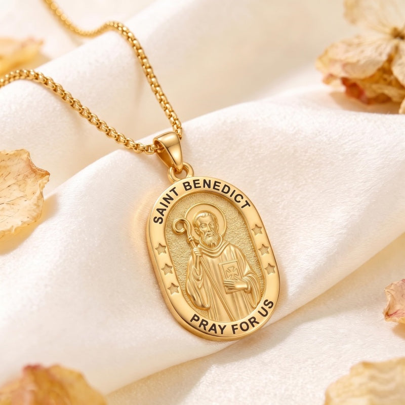 14K Gold  Plated Patron Saint Pendant Necklace Catholic Saints Religious Protective Jewelry Gift