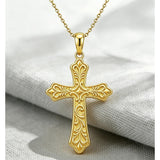 14K Plated Gold Cross Pendant Crucifix Necklace Christian Jewelry Baptism Religious Faith