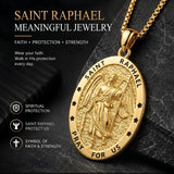 14K Gold Plated Saint Medal Christian  Pendant Necklace for Men