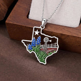 Sterling Silver  Bluebonnets Cow Skull Cowboy Hat Boot Cactus Cowgirl Texas Necklace Texas Necklace