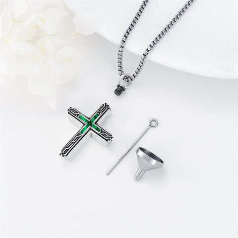 Sterling Silver Obsidian Lapis Lazuli Tigers Eye Turquoise Celtic Knot & Cross Urn Necklaces for Ashes