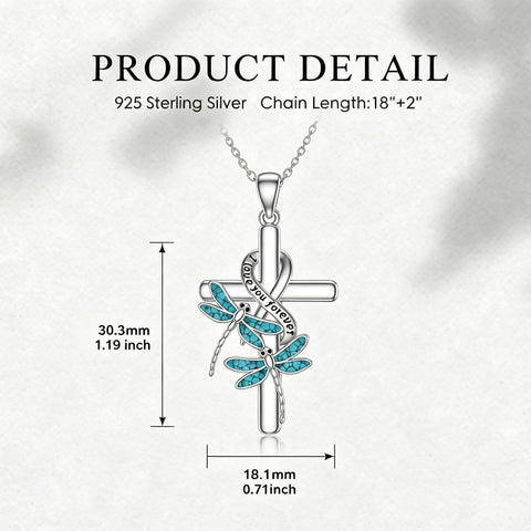 Sterling Silver  Hummingbird Blue Jay Dragonfly Butterfly Cross Necklace Engraved with I Love You Forever