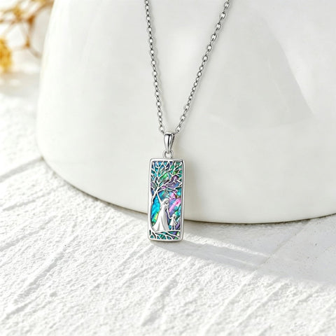 Sterling Silver Abalone Shell Tarot Card Pendant Necklace Gifts for Birthday Halloween Anniversary Valentine’s Day