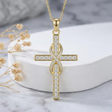 14K Gold Plated Cross Necklace for Women