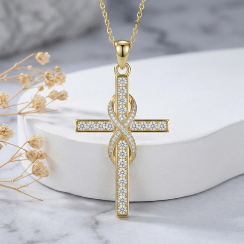 14K Gold Plated Cross Necklace for Women