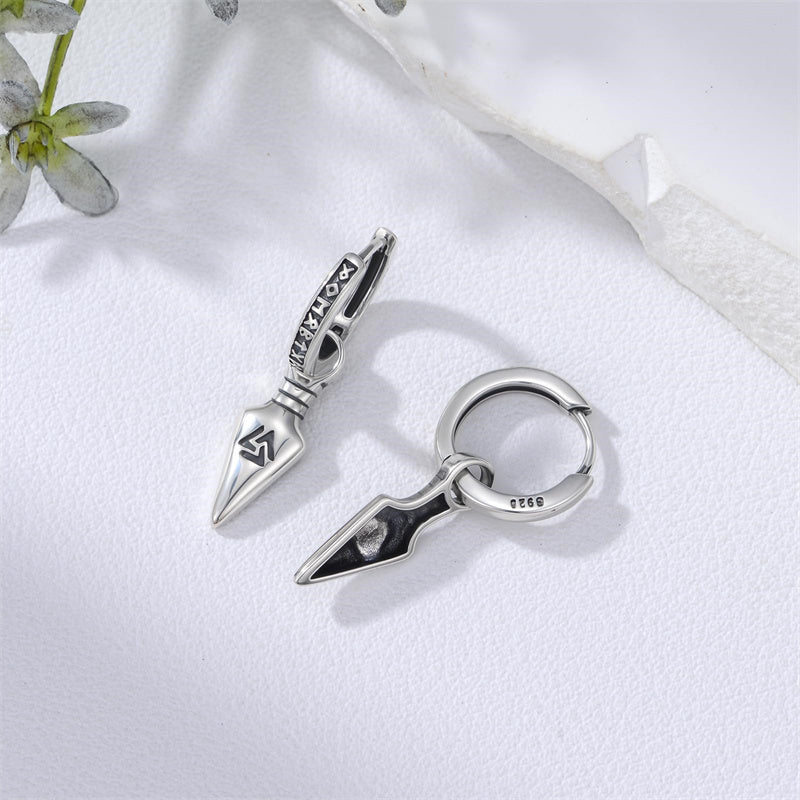 Sterling Silver Viking Raven Stud Dangle Earrings