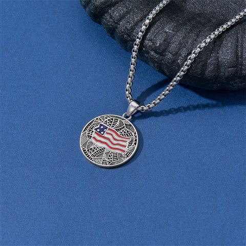 Sterling Silver American Flag Football Basketball Soccer Volleyball Tennis Baseball Pendant Necklace