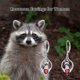 Sterling Silver Heart-Shaped Cubic Zircon Otter Cow Raccoon Leverback Earrings
