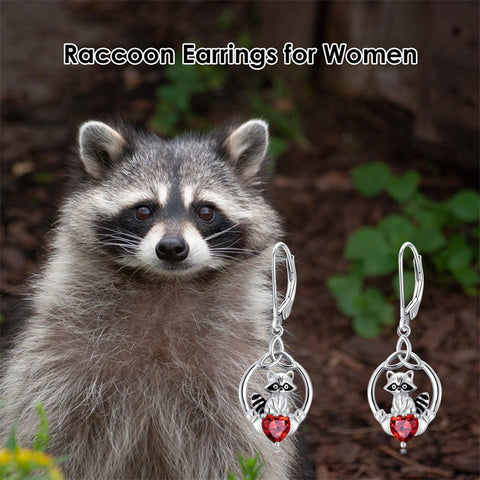 Sterling Silver Heart-Shaped Cubic Zircon Otter Cow Raccoon Leverback Earrings