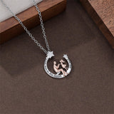 Sterling Silver Father Daughter Heart Pendant Necklace from Dad Gift for Daughter